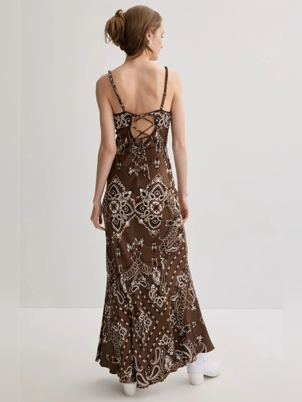 Sandro Women's Brown Bandana Print Midi Dress, Size 8 US/40 FR, $455 - Picture 3 of 15